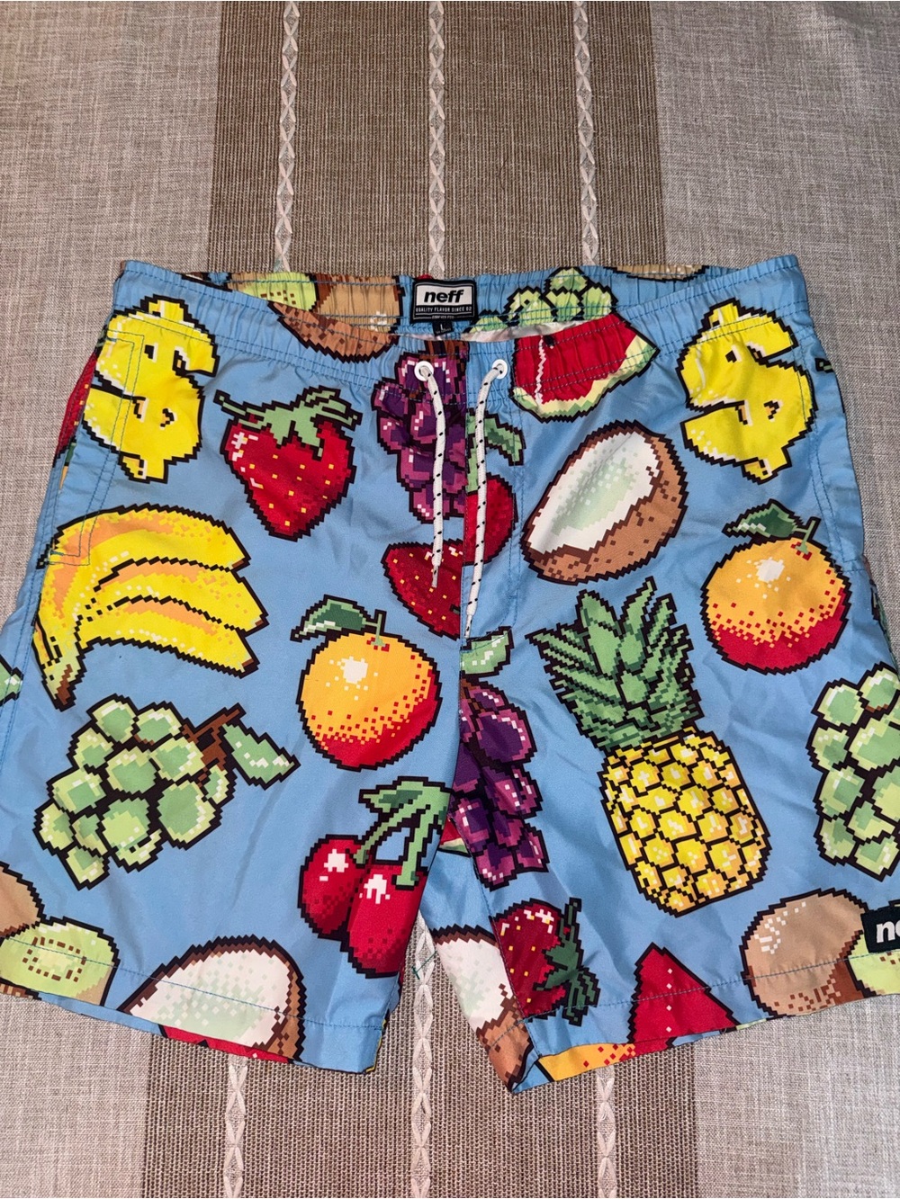 Neff Men’s Light Blue Pixel Fruit Swim Trunks